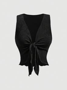 SHEIN MOD 2件組 V領前綁帶背心，極簡時尚、嬉皮、街頭風、波希米亞、熱帶度假風、辣妹風、性感、西部風、派對上衣 - 棕色 - 查看 6