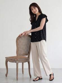 SHEIN LUNE 休闲简约复古圆点印花图案女式衬衫，适合夏季穿着 - 彩色 - 查看 6