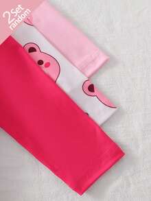 SHEIN 【2套隨機發貨】新生兒睡袋與秋冬居家休閒服套裝，玫瑰紅熊圖案洗禮禮物，居家與外出適用 - 彩色 - 查看 5