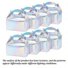 8个/16个装，6英寸彩虹金属箔礼品盒，派对回礼盒，糖果盒，色彩鲜艳的纸板盒，适用于生日、婚礼、节日装饰，尺寸为6x3.5x3.5英寸，圣诞节、情人节适用。 - 彩色 - 查看 10