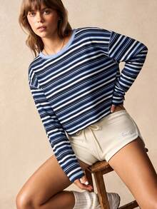 VARSIVA Striped Back Cut-Out Long Sleeve Sports T-Shirt - Multicolor - View 6