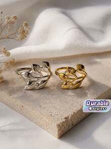 12/20Pcs Gold Leaf Napkin Rings – Reusable Metal Napkin Holders For Wedding, Christmas, Party, Table Decor - Multicolor - View 1