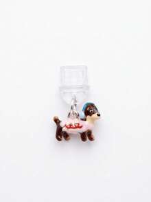 1pc Alloy Oil Dripping Puppy Decor Dust Plug Compatible With IPhone Charging Port Type-C Charging Port Data Port Plug. Compatible With Mi Oppo Vivo IPhone5-17,Earphone - Pink - View 6