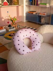 SHEIN 1 Piece Of Soft And Comfortable Polka Dot Printed Neck Pillow, Suitable For Travel, Travel And Home Furnishing - Purple dot - View 3