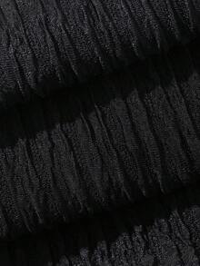 DAZY Women's Fashion Versatile Textured Elastic Waist Ruffle Hem Long Pants - Black - View 3