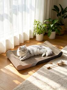 1PC Simple Large Cardboard Cat Scratcher Bed, Sturdy Durable Indoor Cat Scratching Pad For Kittens Resting Napping & Playing, Multi-Purpose Home Pet Furniture Decor, Ideal Gift For Cat Owners - one-size - View 7