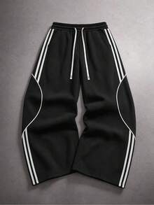 STYNVO Men's Drawstring Waist Wide Leg Loose Casual Sweatpants - Black - View 4