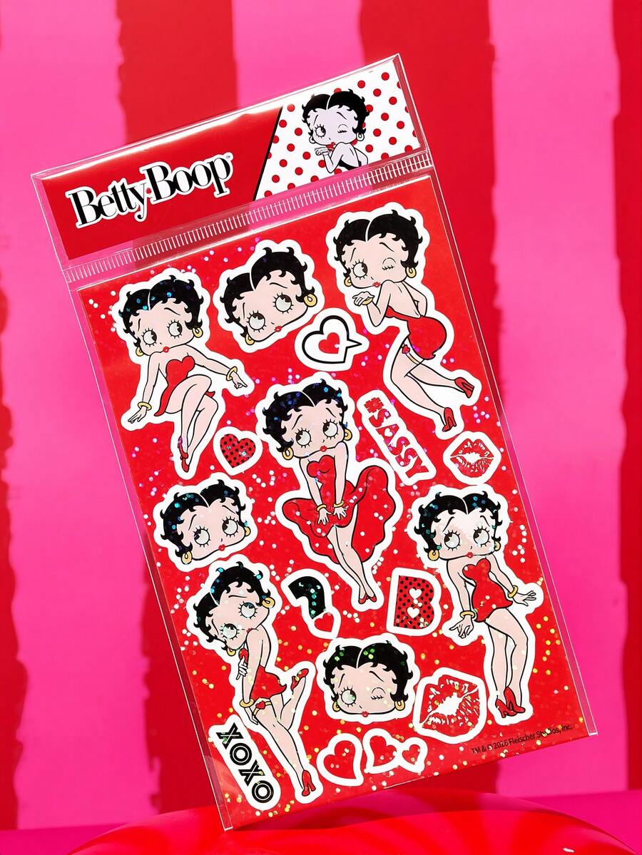 Betty Boop x SHEIN Cute Graffiti Sticker, Suitable For Decorating Notebooks, Phone Cases, Suitcases, Etc - multicolor - View 1