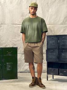 Norleigh Camiseta de manga corta holgada casual con cuello redondo y degradado para hombre, de algodón, para vacaciones - Verde - Ver 3
