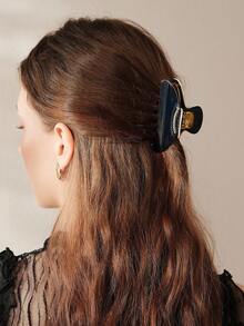 MOTF PREMIUM MINIMALIST LIGHT LUXURY STYLE DIAMOND-ENCRUSTED GRAB CLIP, BLACK GOLD-TONED HAIR CLAWS, A MUST FOR GENTLE COMMUTING, VERSATILE IN DAILY LIFE - Black - View 3