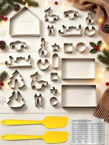 Haus Hana 21pcs Christmas Cartoon Biscuit Mold Press Baking Cake Tool Mousse Circle Biscuit Mold Shape Halloween - Silver - View 3