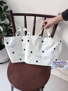 20 Pack Thickened Plastic Gift Tote Bag, Valentine's Day Party Gift Bag, Pink Simple Style Gift Bag, Light And Easy To Carry, Pink And White Dot Pattern, Suitable For Wedding, Shopping, Birthday Gift And Party Prize Bag - White - View 1