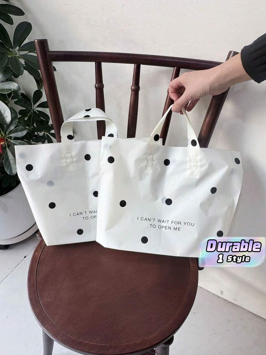 20 Pack Thickened Plastic Gift Tote Bag, Valentine's Day Party Gift Bag, Pink Simple Style Gift Bag, Light And Easy To Carry, Pink And White Dot Pattern, Suitable For Wedding, Shopping, Birthday Gift And Party Prize Bag - White - View 1