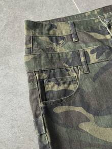 ROMWE MEN Street Life Men's Camouflage Print Double Waist Denim Shorts - Multicolor - View 7