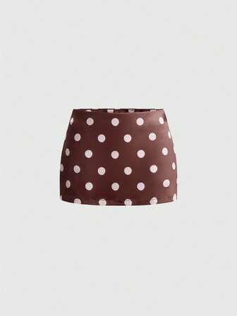 Gonna da donna autunno/inverno stile Lolita leggero kawaii corallo rosa a pois con stampa pop art