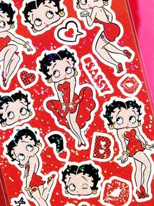 Betty Boop x SHEIN Cute Graffiti Sticker, Suitable For Decorating Notebooks, Phone Cases, Suitcases, Etc - multicolor - View 5