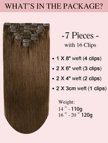 7 Pieces 110-120g Clip In Hair Extensions 20 Inch Remy Hair Extensions Clip Ins Human Hair #4 Chocolate Brown Natural Hair Clip In Extensions For Long Hair - S4 - View 3