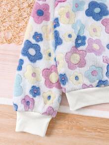 Emery Rose Kids Emery Rose Kids 兒童青少年女孩花卉圖案長袖秋冬衛衣，彩色花卉印花套頭衫，休閒運動戶外優雅抓絨套頭衫 - 彩色 - 查看 8