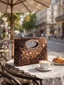 Cirelle 1Pc/2Pcs Portable PU Leather Hand Clutch Equipped With Shiny Metal Hardware. Retro Leopard And Minimalist Woven Designs Are Selectable. Large Capacity Holds Personal Essentials, Perfect For Multiple Occasions As A Refined Festival Gift For Females. - Multicolor - View 7