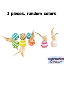 Juguetes para gatos, set de 4 piezas con diseño de bolas de colores aleatorios, juguete de gato para interacción - Multicolor - Ver 13