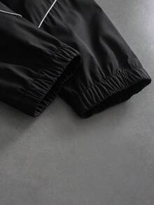 PAVTROS Men's Striped Colorblock Zip-Up Half-Placket Long Sleeve Pullover Jacket - Black - View 4