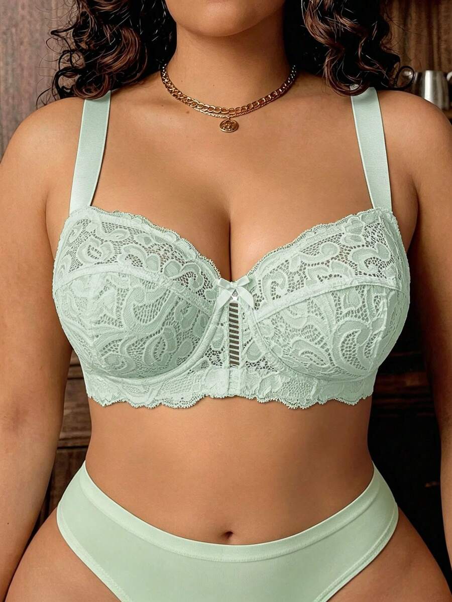 Divavoom Sujetador con aros de encaje talla grande, 1 pieza - verde menta - Ver 1