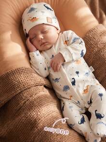 1 Pc Newborn Baby Home Jumpsuit, Long Sleeve Floral Soft Comfortable Off-White Autumn Cute Funny Graphic - Multicolor - View 8