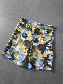 ROMWE MEN Street Life Men's Camouflage Pocket Button Casual Daily Travel Denim Shorts - Multicolor - View 5