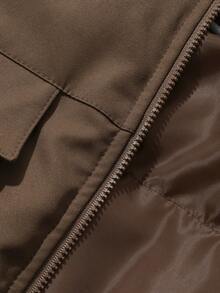DAZY Jaket Musim Dingin Kasual Lengan Panjang dengan Kerah Warna Kontras untuk Remaja Perempuan - Coklat - View 9