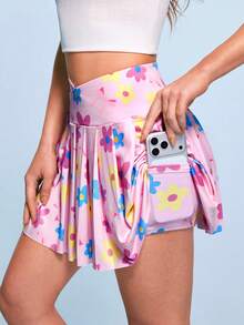 SHEIN Sovereign Charm Women's Floral Print Casual Daily Outdoor Sports Skorts - Multicolor - View 5
