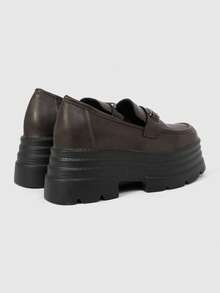 ROMWE Goth Ladies Grey Slip-On Loafers Mary Jane Flats Japanese JK Uniform Style Formal Work Shoes Wedge Heel Platform Commuter Tooling Shoes - grey + square buckle - View 4