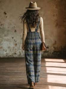 Balvessa Women's Casual Plaid Jumpsuit, Autumn/Winter - Multicolor - View 2