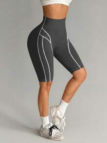 Dewbera Dewbera Seamless Colorblock SportsBermuda Shorts - Dark Grey - View 5