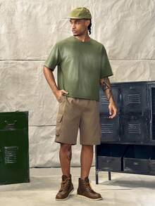 Norleigh Camiseta de manga corta holgada casual con cuello redondo y degradado para hombre, de algodón, para vacaciones - Verde - Ver 8