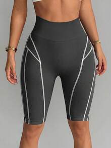 Dewbera Dewbera Seamless Colorblock SportsBermuda Shorts - Dark Grey - View 4