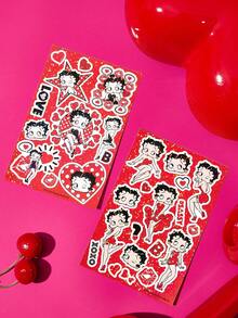 Betty Boop x SHEIN Cute Graffiti Sticker, Suitable For Decorating Notebooks, Phone Cases, Suitcases, Etc - multicolor - View 2