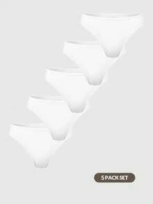 Ocili Women's Solid Color Casual Daily Thong Panties - White - View 7