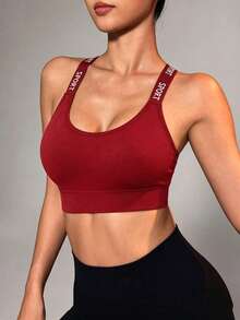 SHEIN 2件組女款無縫字母印花休閒日常運動內衣 - 彩色 - 查看 4