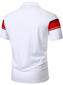 Calvornis 男士拼色休閒日常短袖 Polo 衫 - 彩色 - 查看 2