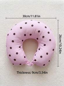 SHEIN 1 Piece Of Soft And Comfortable Polka Dot Printed Neck Pillow, Suitable For Travel, Travel And Home Furnishing - Purple dot - View 4