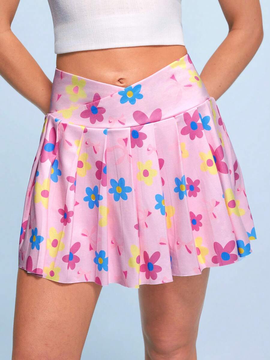 SHEIN Sovereign Charm Women's Floral Print Casual Daily Outdoor Sports Skorts - Multicolor - View 1