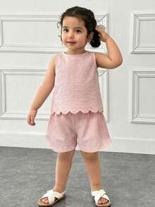 Set de 2 piezas de ropa casual, con decoración de moño lindo en la espalda, adecuado para primavera, verano y otoño - Multicolor - Ver 4