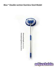 3-Section Telescopic Car Wash Mop, New Style Dual Wet & Dry Flat Cleaning Mop - A - View 14