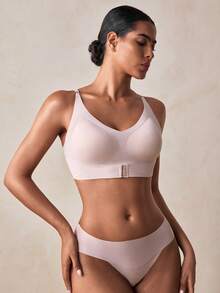 Veilyse EssElegance Sports Bra, Wireless, Comfortable, Breathable, Lift, Spring/Summer & All Season, Sexy, Front Closure, Camisole - Apricot - View 8