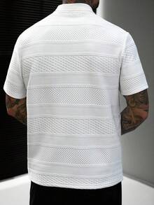 Manfinity Homme 男士夏季休閒拼色拼接短袖 Polo 衫 - 白色 - 查看 2
