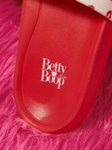 Betty Boop x SHEIN Ladies Summer Fashion Cartoon Pattern Slippers - Red and White - View 5