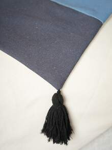 Cirelle 1pc/2pcs All-Season 3-Tone Vertical Color Block Canvas Pillow Covers With Four-Corner Tassels, Minimalist Modern Boho Neutral Home Decor Cushion Cases For Sofas, Bedrooms, Bay Windows, Apartments & Homestays, Pillow Insert Not Included - Light blue - View 5