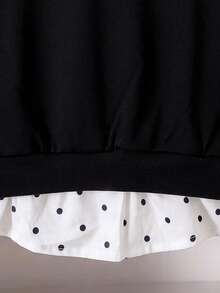 SHEIN Elladie kids 女童 4-7 歲白色泡泡袖上衣 前綁帶鈕扣開襟 優雅時尚 柔軟透氣 秋季生日派對拍照休閒上學穿搭 - 黑色 - 查看 6