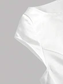 Girlism Tween Girls Dresses Spring Summer New White Woven Satin Casual Elegant Vintage Long Puff Skirt, Vintage Waist-Cinching Dress, Elegant Ruched Large A-Line White Dress, Suitable For Weddings, Dates, Outings, Cute, French White Waist-Cinching Dress - White - View 4