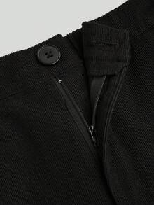 POPSWAY Plus Size Women's Multi-Pocket Corduroy Casual Western Straight Leg Cargo Pants, Autumn/Winter Fall Airport Formal Black - Black - View 8